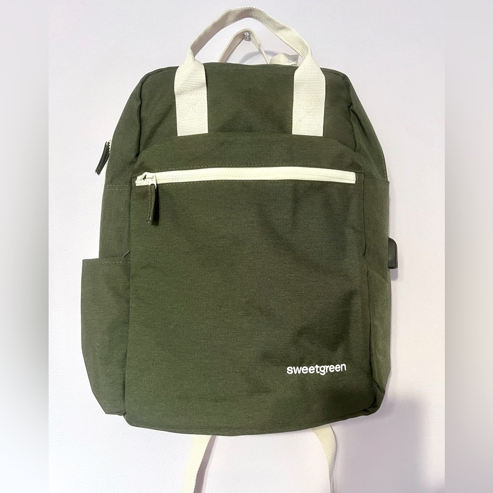 Sweetgreen Workspace Backpack with USB outlet and padded laptop pocket